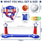 Pool Volleyball Net & Basketball Hoop & Ring Toss, 3-In-1 Large Inflatable Pool Games Set With 2 Balls 6 Rings American Flag Flo