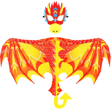 Irolewin Dinosaur-Dragon-Wings-Costume Mask For Toddler Kids Dino Dress Up Boys Girls Halloween Pretend Play Party Favors
