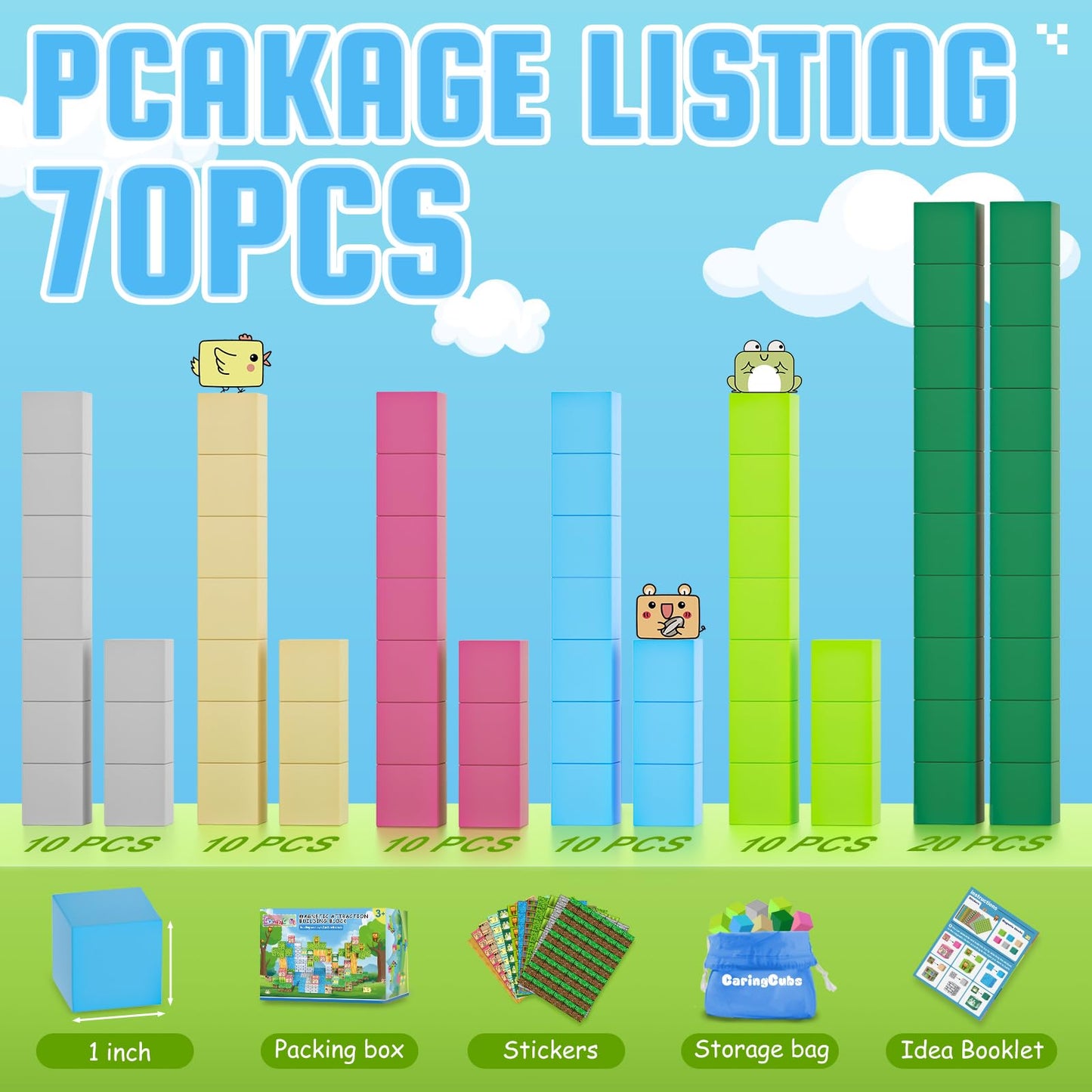 Caringcubs Magnetic Blocks-Build Edition, Magnetic Toys For Boys & Girls, Stem Montessori Sensory Toys For Toddlers Gifts For 3+