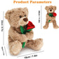 Bakalizoo 12'' Brown Stuffed Teddy Bear with Rose, Soft Plush Animal Toy for Kids, Girlfriend, Mom - Model B-QRJ-0102