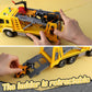 LovesTown 5PCS Construction Truck Toy Set, Large Truck with Lights and Sounds and Small Die-cast Engineering Trucks Helicopter S