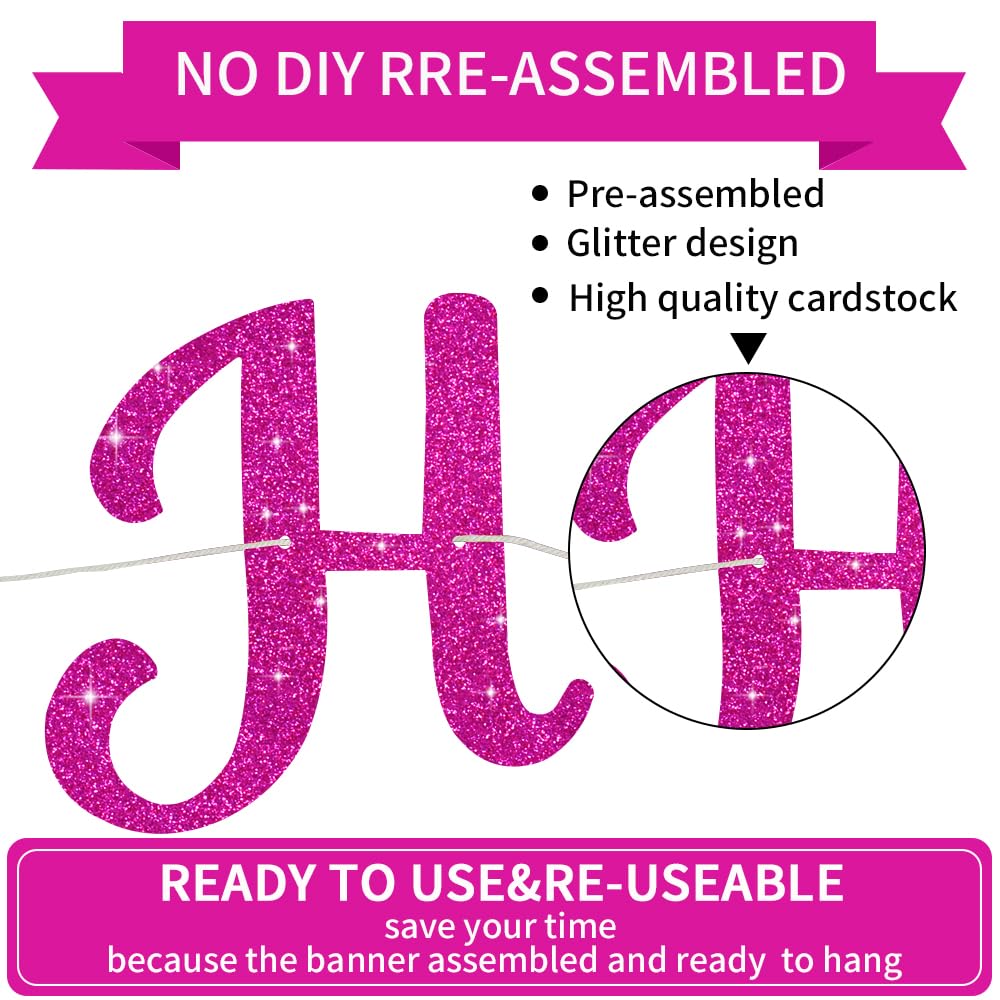 Beishida Rose Red Happy Birthday Banner - No Diy,10Feet,Pre-Strung-Glitter Happy Birthday Sign, Happy Birthday Garland,Happy Bir