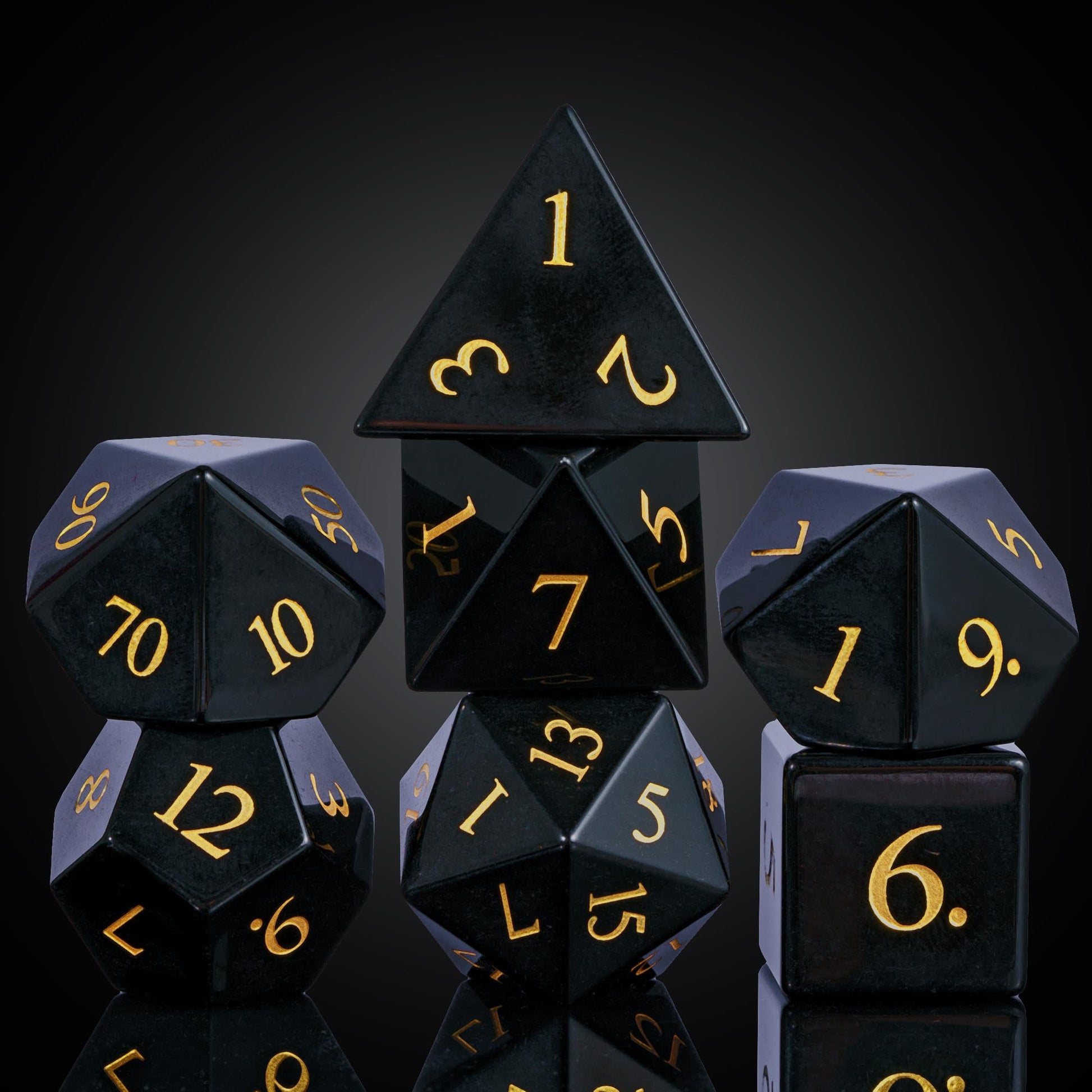 UDIXI Stone DND Dice Set, 7PCS Gemstone Dice Natural Stone Dice Set with Gift Case for Dungeons and Dragons Role Playing Game an