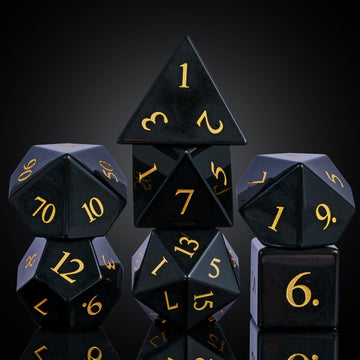 UDIXI Stone DND Dice Set, 7PCS Gemstone Dice Natural Stone Dice Set with Gift Case for Dungeons and Dragons Role Playing Game an