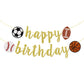 Sports Happy Birthday Banner, Glitter Sports Birthday Banner, Football, Baseball, Soccer, Basketball, Multi Sports Theme Birthda