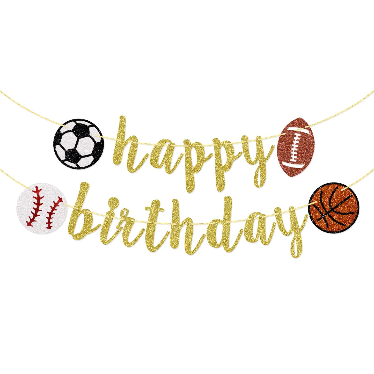 Sports Happy Birthday Banner, Glitter Sports Birthday Banner, Football, Baseball, Soccer, Basketball, Multi Sports Theme Birthda