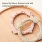 YIVEKO Silicone Teethers for Babies 0-6 6-12 Months Teething Toys for Infants Baby Chew Toys for Sucking Needs Baby Teething Rings for Infant Boys and Girls 3 Pack-Dinosaur-Baby Blue