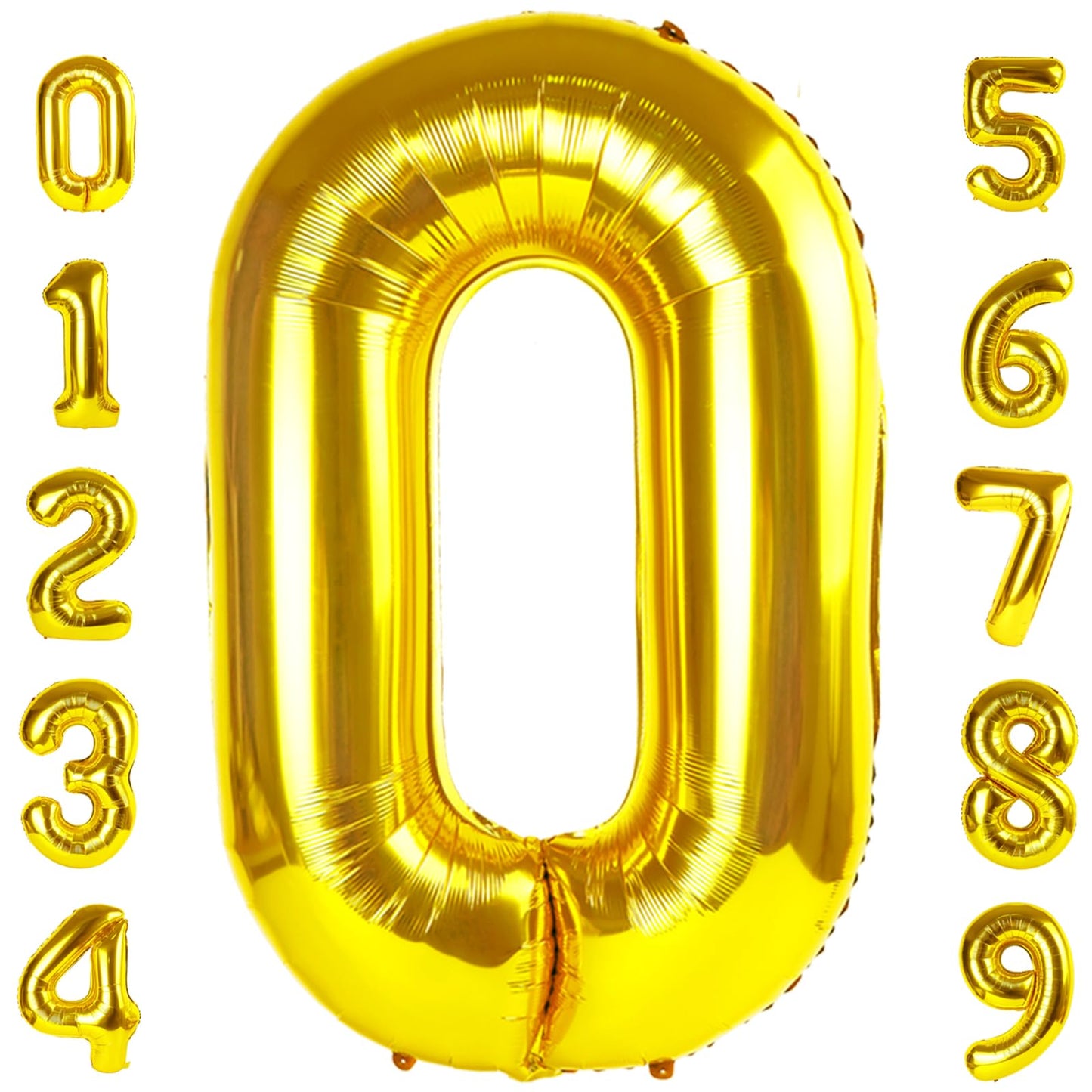 Gold Balloon Number 0 Birthday Balloon 40 Inch, Large Giant Jumbo Mylar Foil Helium Balloon For 2025 10 20 30 40 50 60 70 80 90