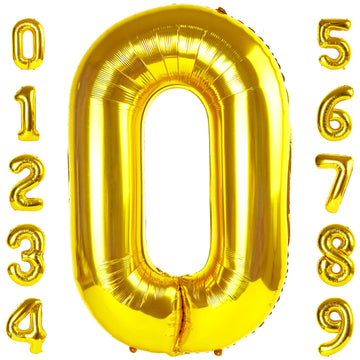 Gold Balloon Number 0 Birthday Balloon 40 Inch, Large Giant Jumbo Mylar Foil Helium Balloon For 2025 10 20 30 40 50 60 70 80 90