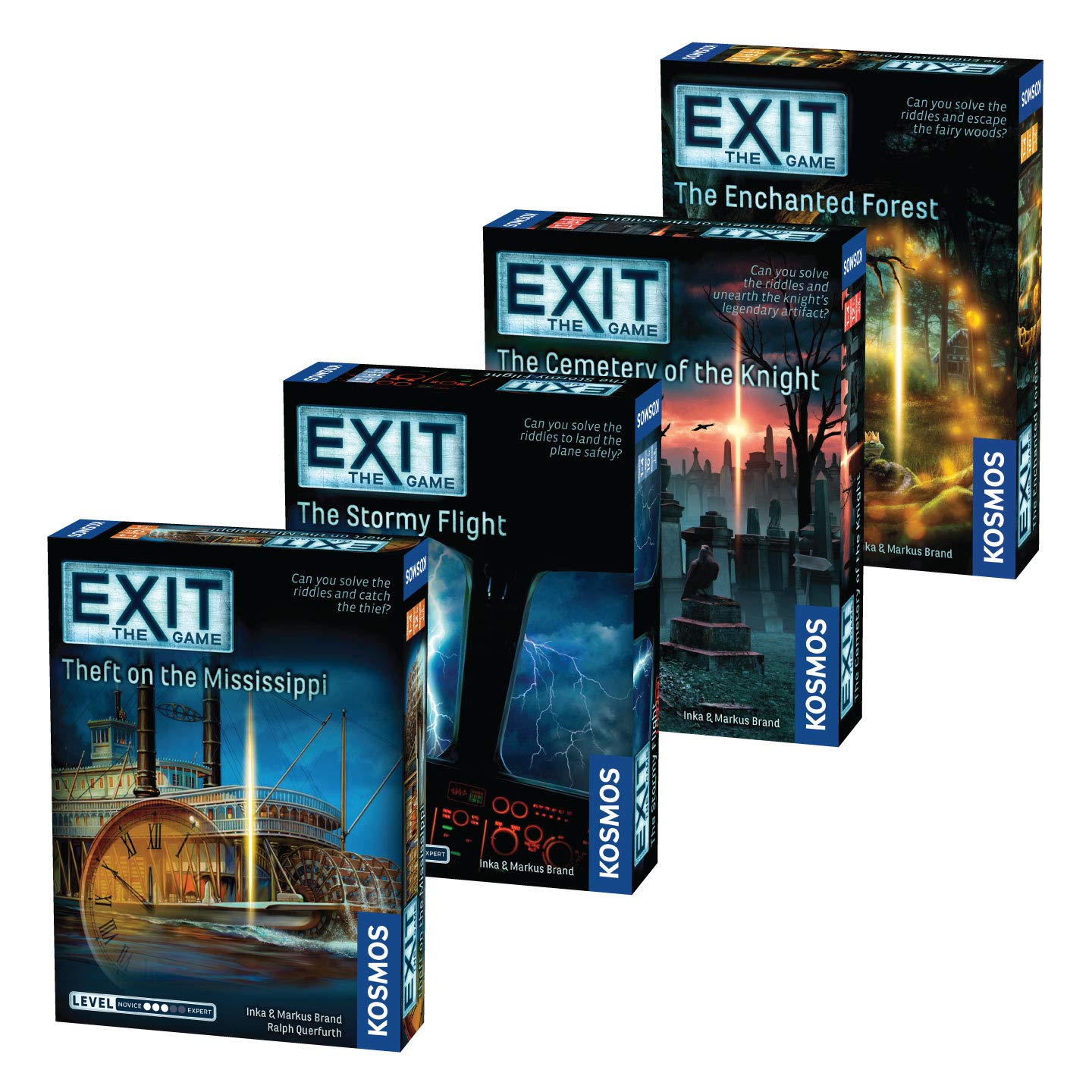 Exit: The Game 4-Pack Escape Room Bundle | Season 4 | Theft On The Mississippi | Stormy Flight | Cemetery Of The Knight | Enchan