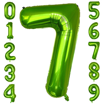 Paticool 40 Inch Green Number Balloon 7, Large Number Foil Balloons Mylar For Girl Boy Birthday Party Celebration Decorations Su