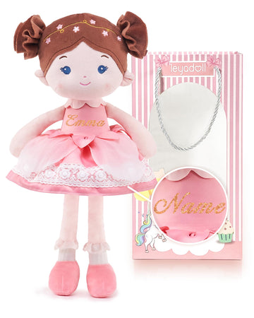 LeyaDoll Personalized Soft Baby Doll Toys for Girls (16''), My First Christmas Dolls, Leya Doll Baby Rag Doll Plush Toys for Tod