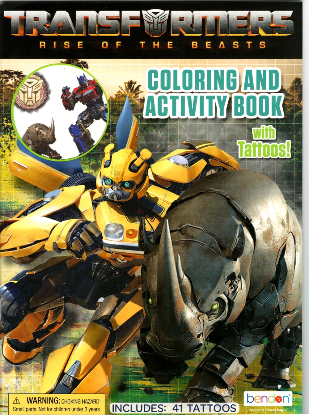 Bendon Transformers Coloring Activity Set - 8"x10" Paper Book with Optimus Prime & Bumblebee, Model TFM-CB-01