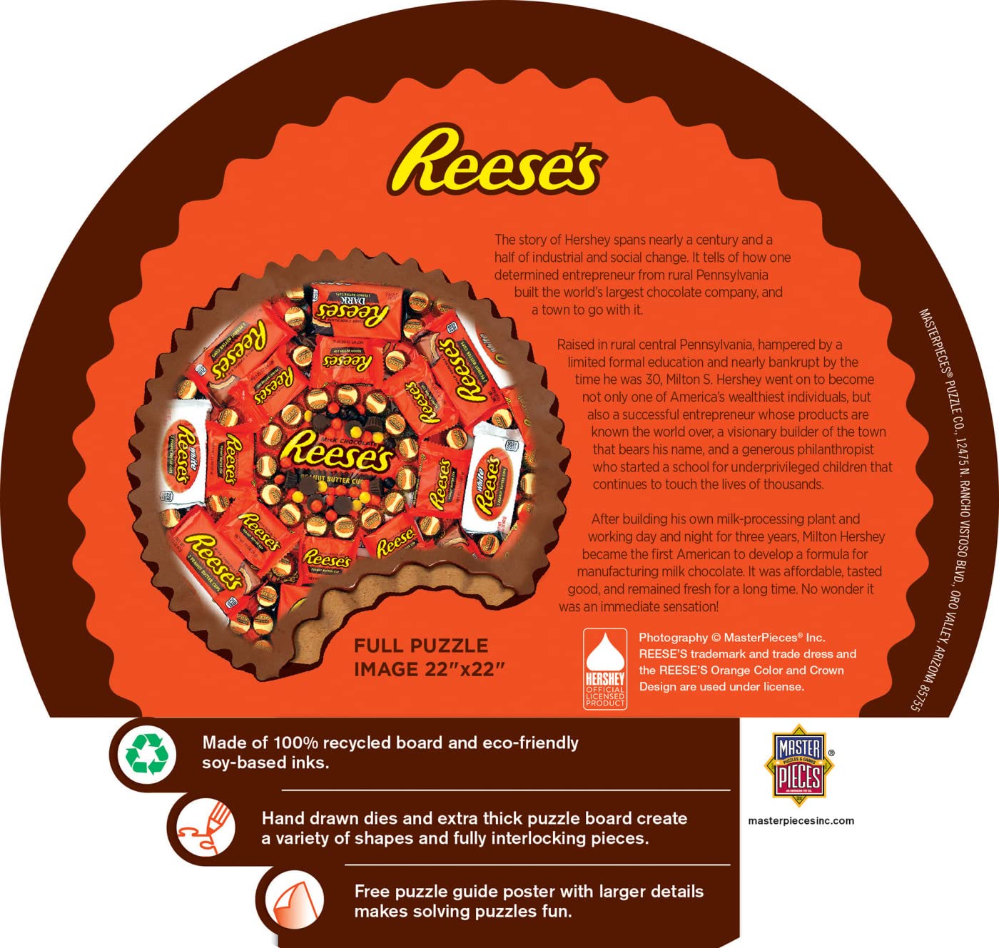 Masterpieces 500 Piece Jigsaw Puzzle For Adults, Family, Or Youth - Shaped Reese'S - 22'X22'