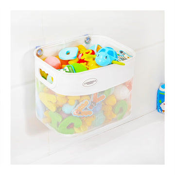 Ligereza Quick Scoop Baby Mesh Bath Toy Storage, 2X Capacity & Large Opening Toy Organizer, Toddler Bath Gift & Bathtub Toy Holder (White)