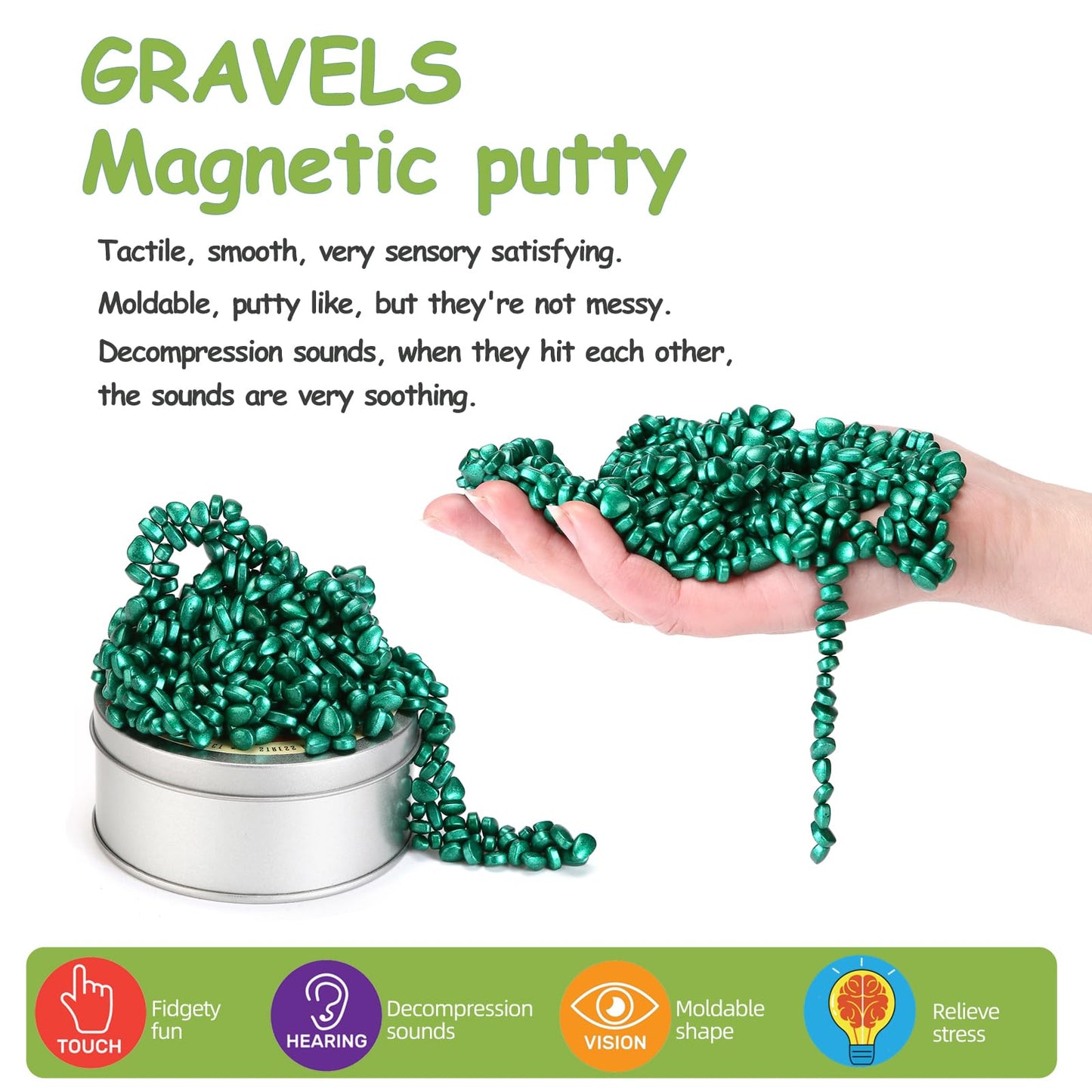 550Pcs Green Magnet Balls Desk Toys For Adults, Ferrite Crags Magnetic Putty Desk Fidget Toys For Office
