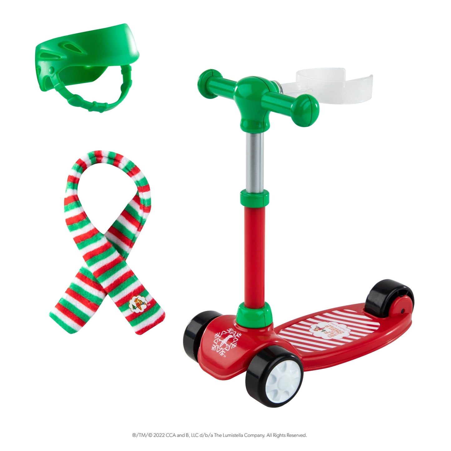 Elf On The Shelf Scout Girl (Brown Eyed Girl) With Elves At Play Stand-N-Scoot