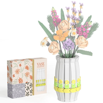 Flower Vase For Lego Bouquet, White Vase Building Set For Lego Roses Sunflowers Wildflower Daffodils Lotus Cherry Blossoms, For