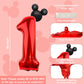 Lebery 40 Inch Mouse Number 1 Balloon Black Red 1 Balloons For 1St Birthday, Mini Mouse Head Balloon Red Giant Number One Balloons For Mouse Clubhouse Baby Shower Anniversary Supplies Decorations