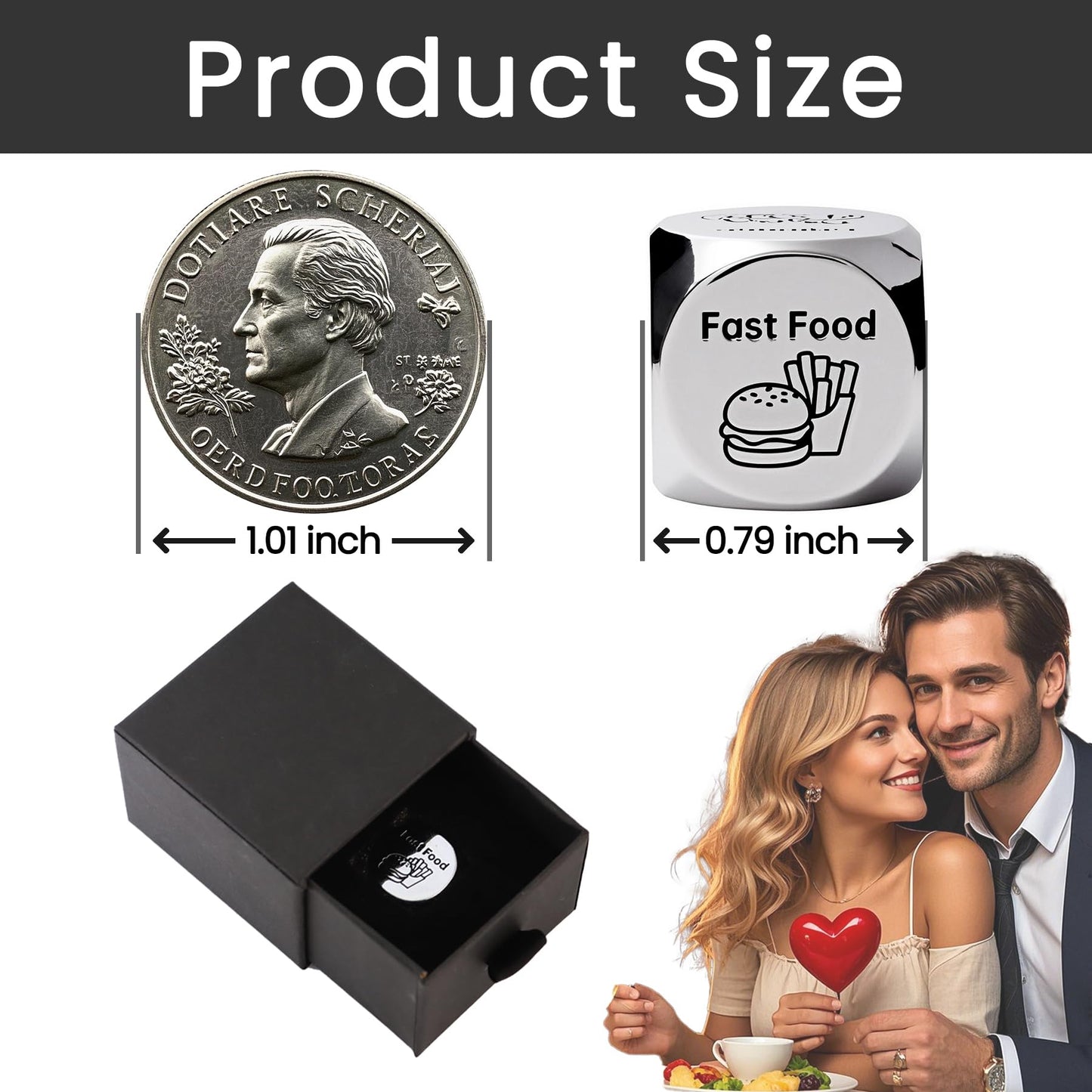Valentines Day Gifts For Him Her,Food Dice,Anniversary Steel Food Decision Dice Couple Gifts For Women Men Christmas Birthday We