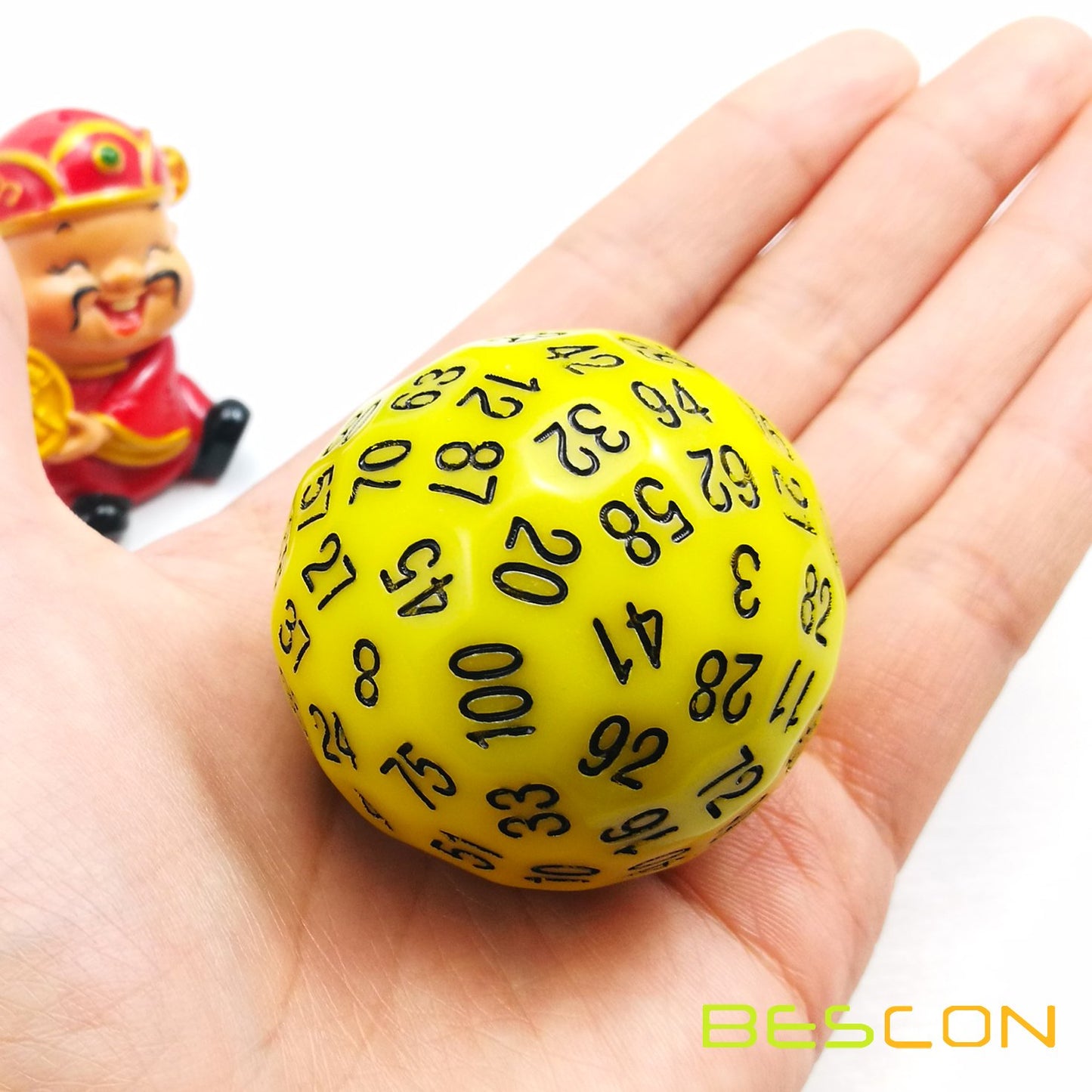 Bescon Polyhedral Dice 100 Sides Dice, D100 Die, 100 Sided Cube, D100 Game Dice, 100-Sided Cube Of Yellow Color
