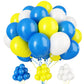 Paready Blue And Yellow Balloons, 30 Pcs 12 Inch Matte Yellow Blue And White Latex Balloons With Ribbons For Birthday Baby Showe