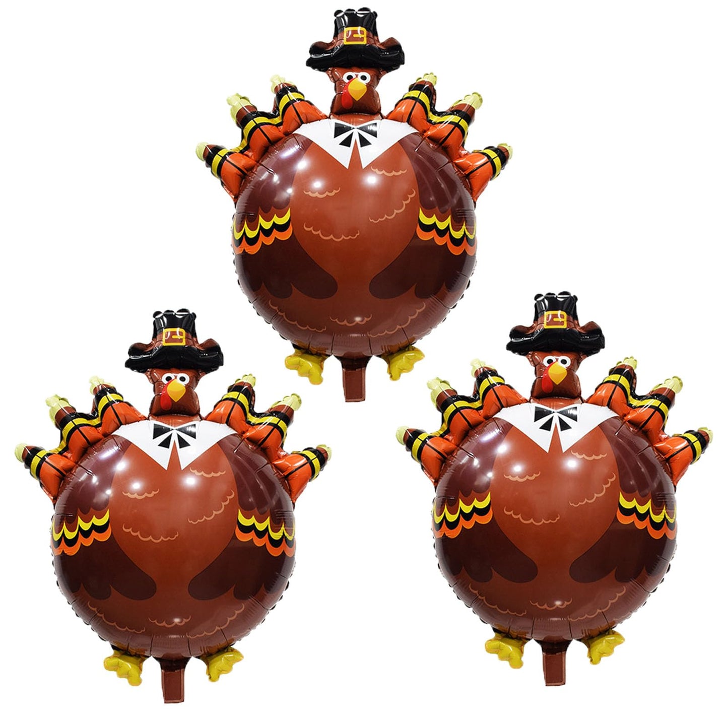 HADCKJA Big Turkey Balloons - Thanksgiving Party Decorations, Aluminum, 3pcs, Fall Harvest Theme