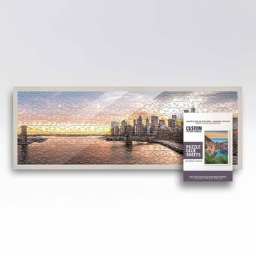13X39 Frame Solid Wood Picture Frame Set With Peel And Stick Puzzle Glue Sheets | Interior Depth 0.5 Inches | Light Wood Traditi