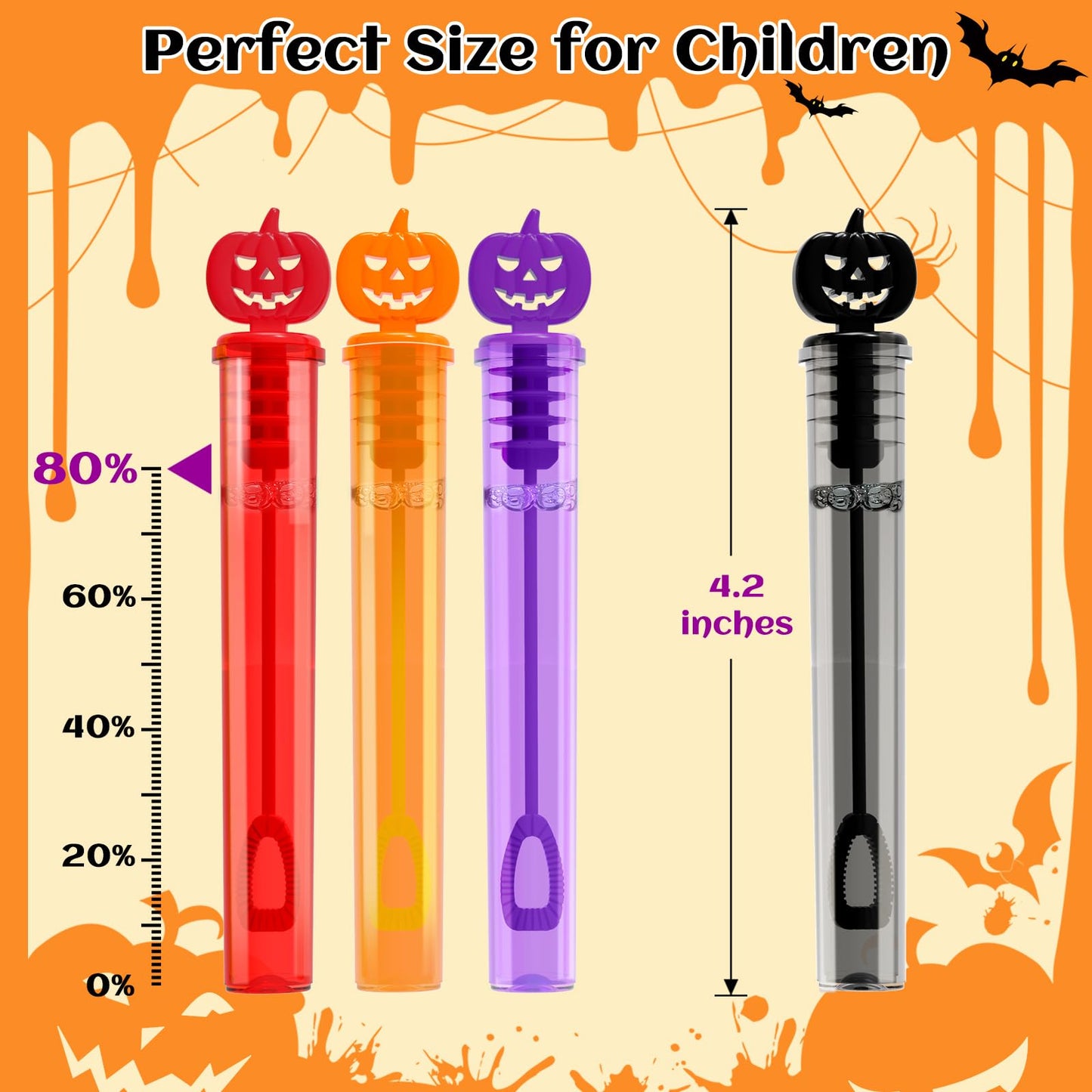 SpringFlower 80 PCS Halloween Party Favor For Kids, Halloween Mini Bubble Wands Halloween Gifts For Trick Or Treating, School Cl
