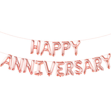 Katchon, Rose Gold Happy Anniversary Balloons Letters - 16 Inch | Happy Anniversary Banner For Happy Anniversary Decorations | Rose Gold Happy Anniversary Backdrop | Happy Anniversary Balloon Banner