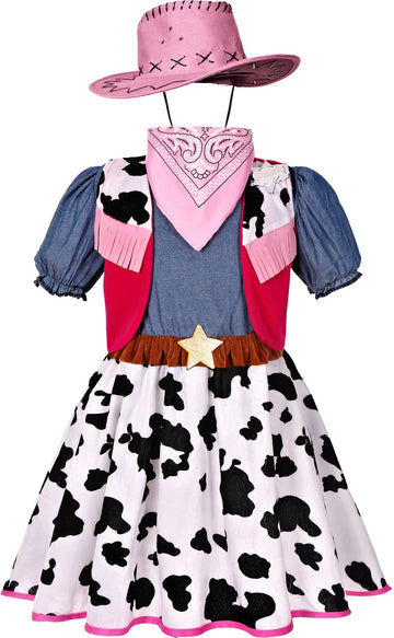Cowgirl Costume For Girls With Hat Halloween Dress Up Party (3-4T)
