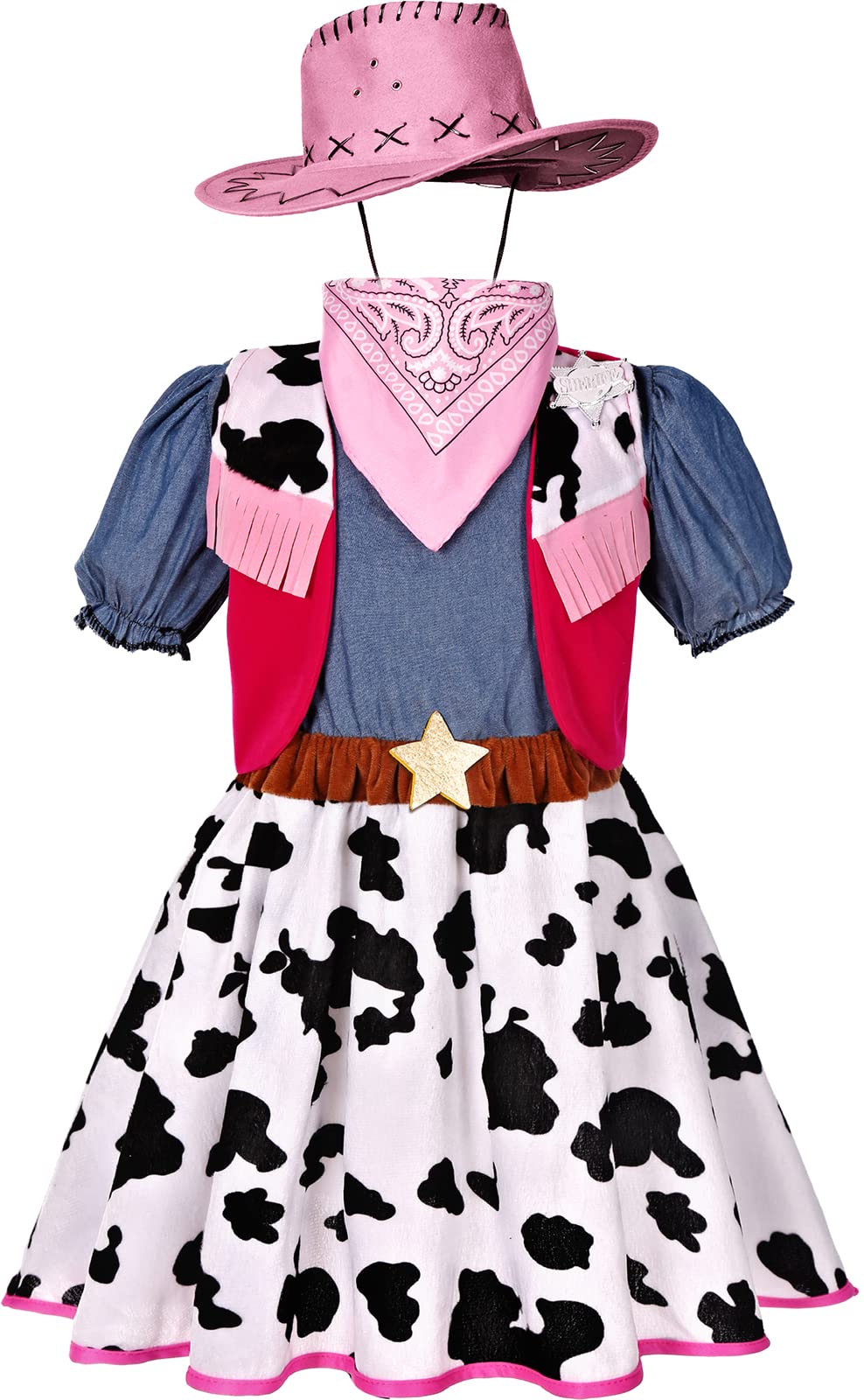 Cowgirl Costume For Girls With Hat Halloween Dress Up Party (3-4T)