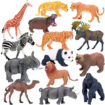 Jumbo Safari Animal Figures Set, 12 Realistic Jungle Zoo Toys, Elephant, Giraffe, Lion, Tiger, Gorilla For Kids Toddlers