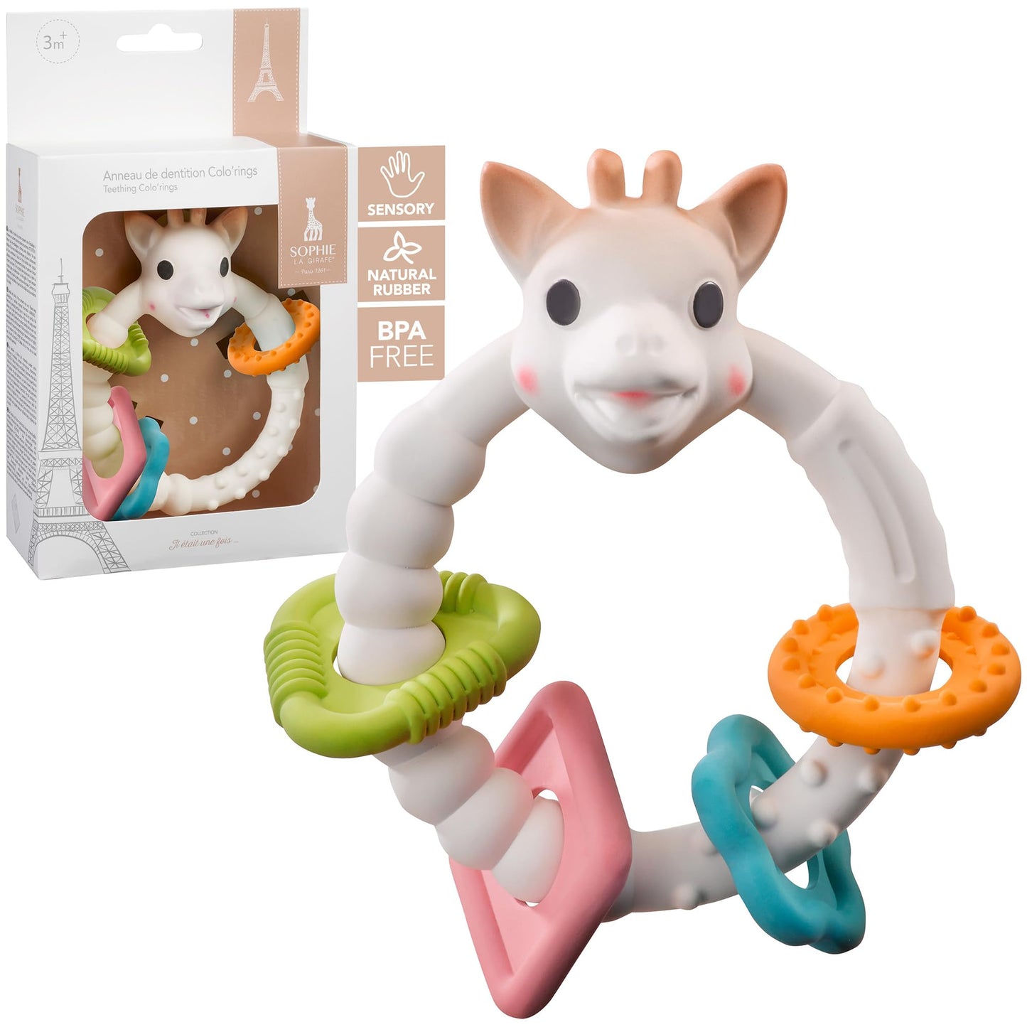 Sophie La Girafe | Colo'Rings Teether | Light & Easy To Grasp | Awaken All 5 Senses