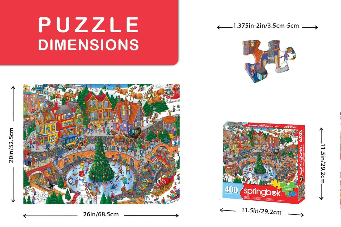 Springbok 400 Piece Holiday Havoc Jigsaw Puzzle - Fun Holiday Scene, Multi Color, Engineered Wood, Model 34-70553
