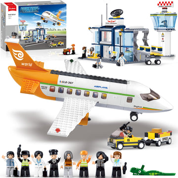 Airplane Building Set, City Airport Passenger Plane Toy For 6+ Year Old Boys And Girls, Compatible With Lego Plane, With An Airp
