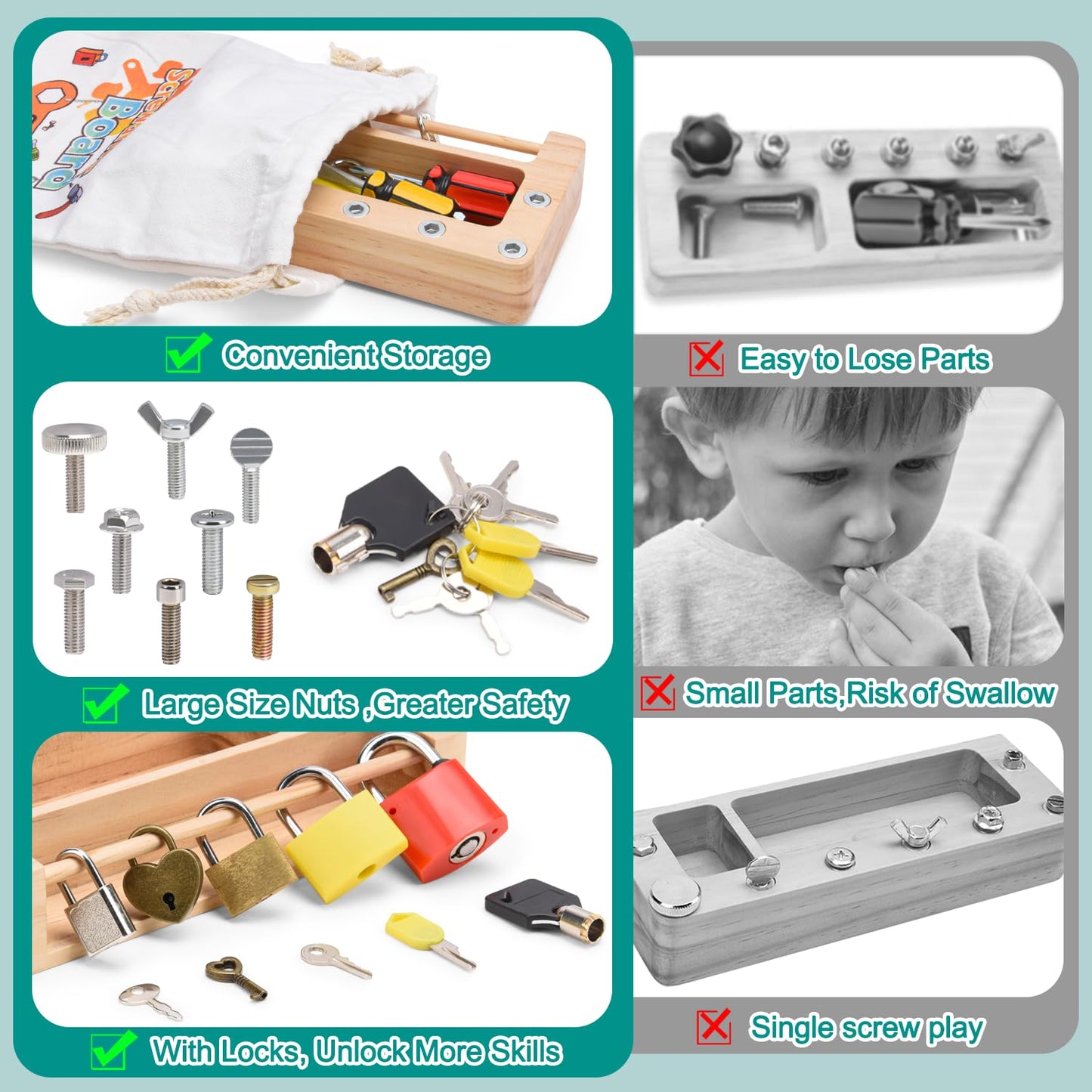 Cgyujisd Screwdriver Board Set Lock And Key Toys Kids Tools Montessori Toys For 3+ 4 5 Year Old Learning Practical Life Fine Mot