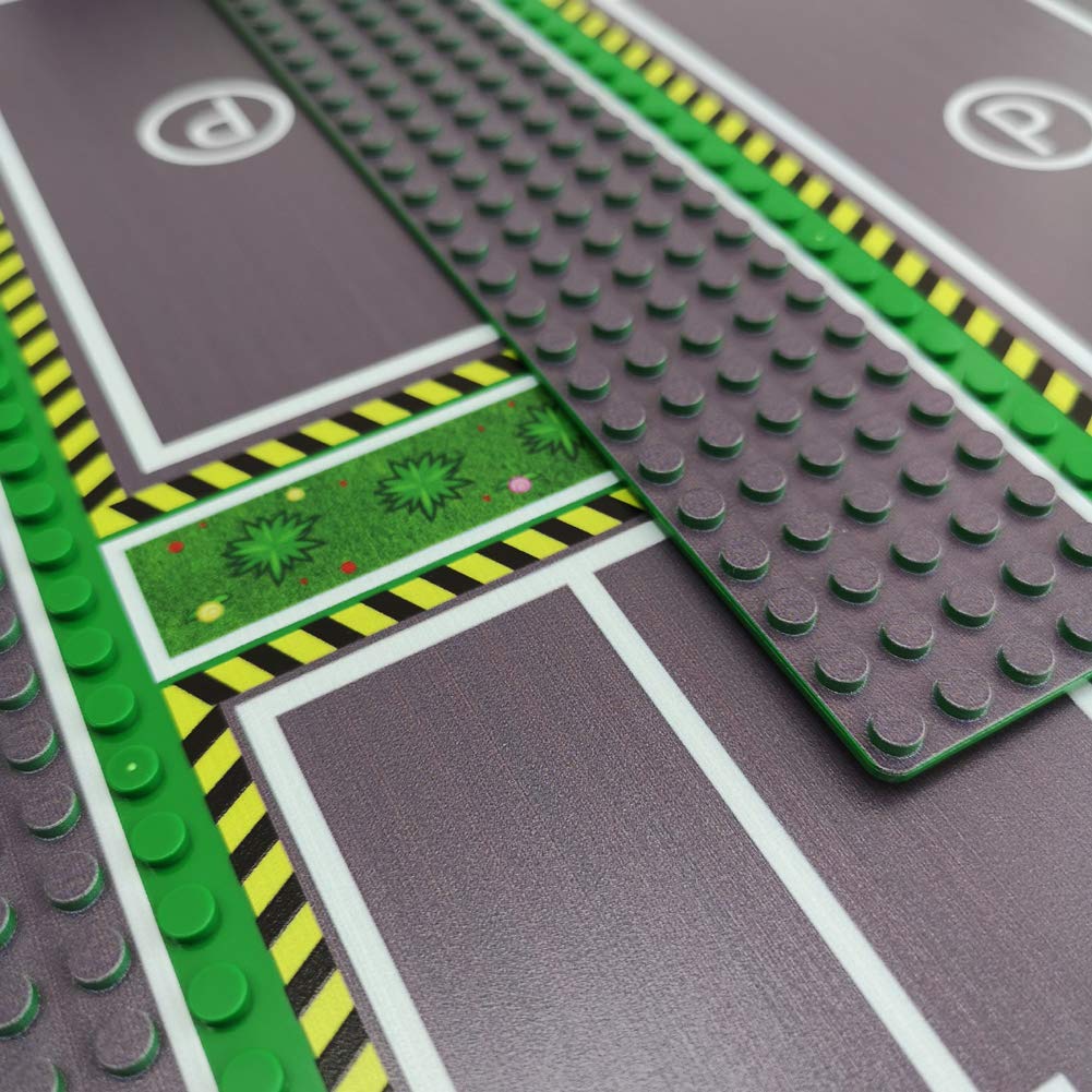 Parking Lot Baseplate 10' X 10' - Building Brick Base Plate Compatible For All Major Brands,For City Roads, Towns And Garages Kids Blocks Toy (2 Parking Lot Baseplate)