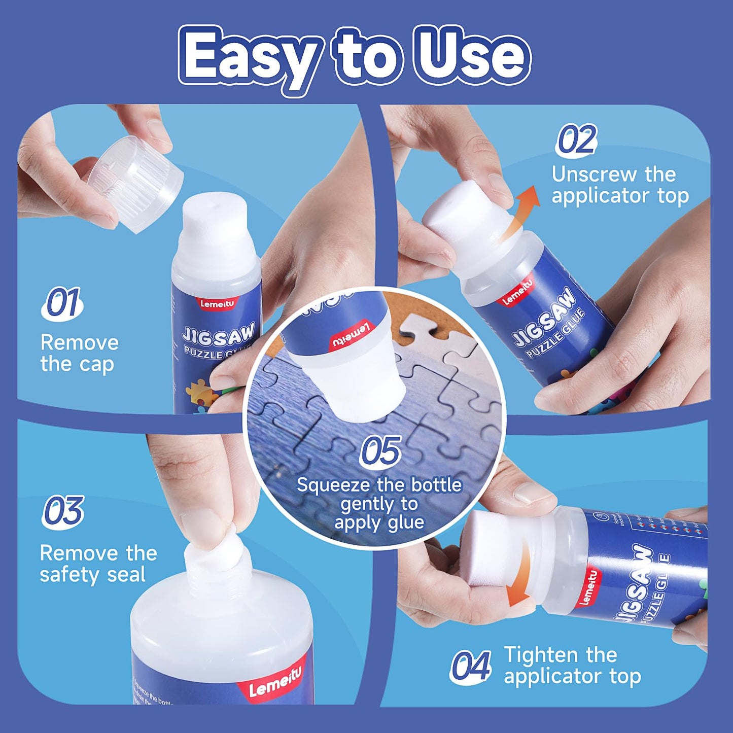 Lemeitu Jigsaw Puzzle Glue For 1000/1500/3000 Pieces Puzzles, Non-Toxic Pva Glue, Adhesive Glue, Quick Dry,120Ml,2 Pack