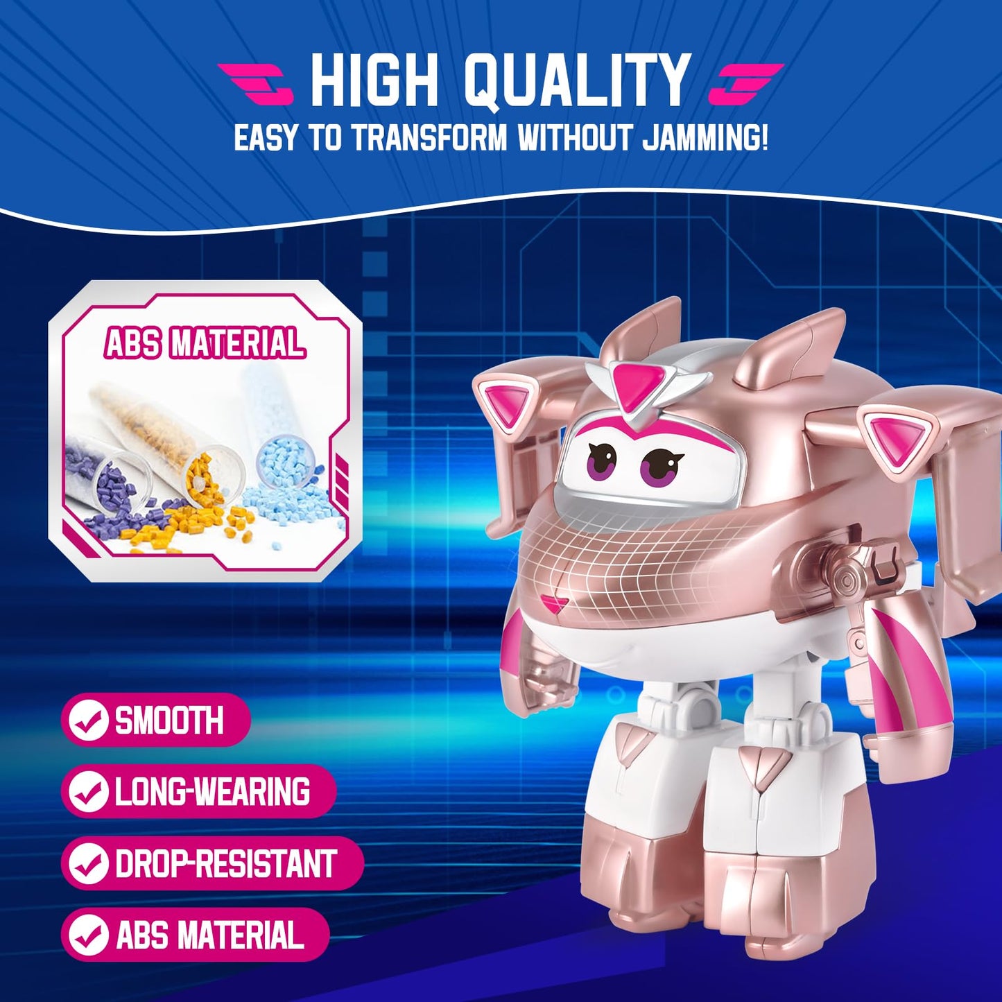 Super Wings Transformer Toys - 5" Golden Girl Airplane Rescue Bots Action Figures for Kids, Pink, Model YW780233, 2-in-1 Fun for Ages 3-7