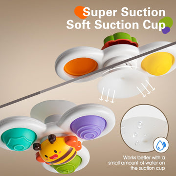 Tohibee 3Pcs Suction Cup Spinner Toys For 1 2 Year Old Boys Spinning Toys Baby Toys 12-18 Months Sensory Toys For Toddlers 1-3 Easter Basket Stuffers Gifts For 1 Year Old Girls