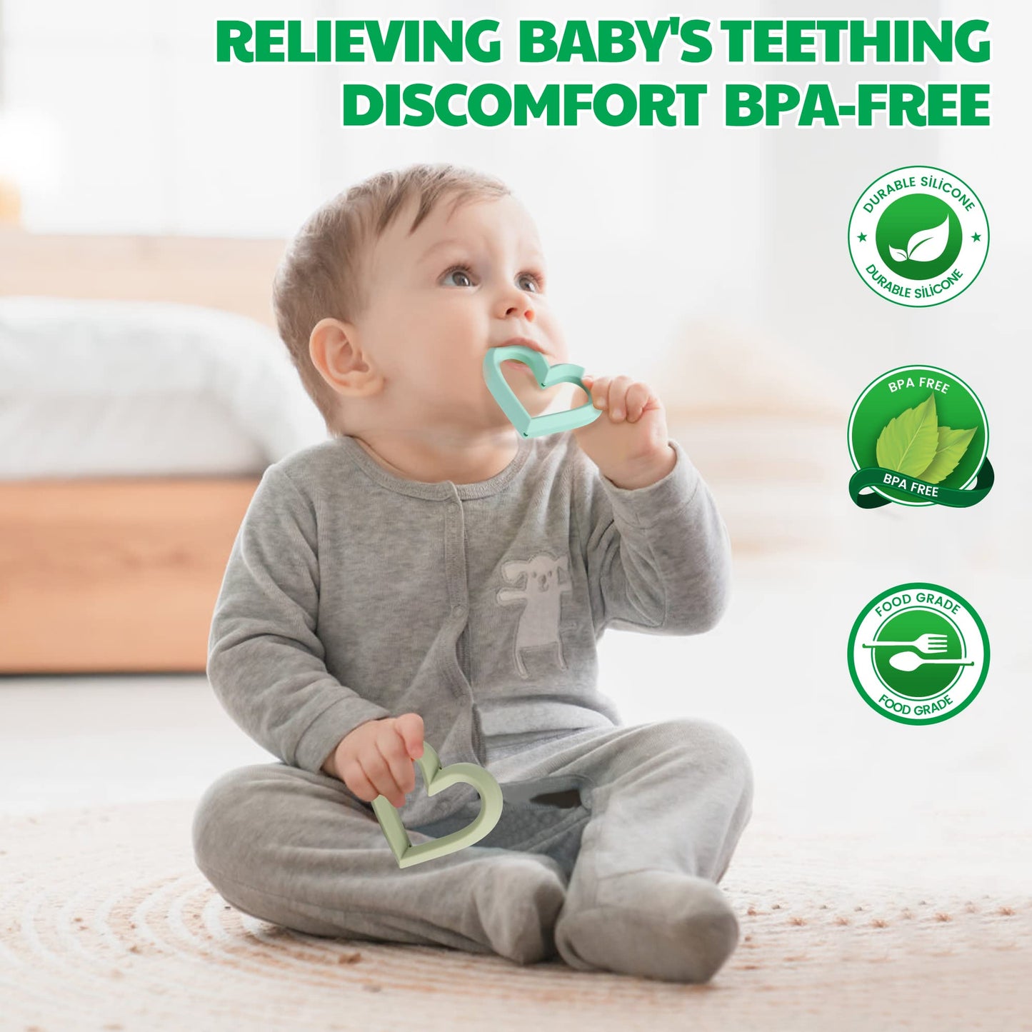 Feiscs Baby Teether Silicone Teething Toys For Babies 6-12 Months 0-6 Months,Baby Chew Toys Teething Relief,Gifts For Baby,Bpa-F