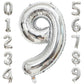 Paticool Silver Number 9 Balloon, 40 Inch Large Number Foil Mylar Balloons For 9Th Girl Boy Birthday Party Celebration Decoratio