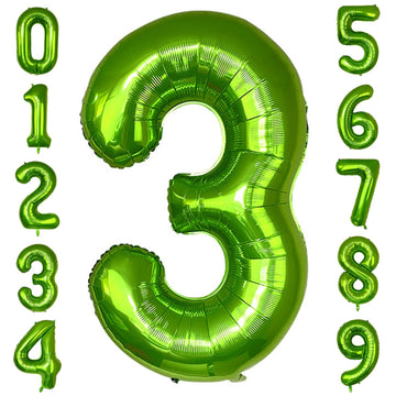 Paticool 40 Inch Green Number Balloon 3, Large Number Foil Balloons Mylar For Girl Boy Birthday Party Celebration Decorations Su