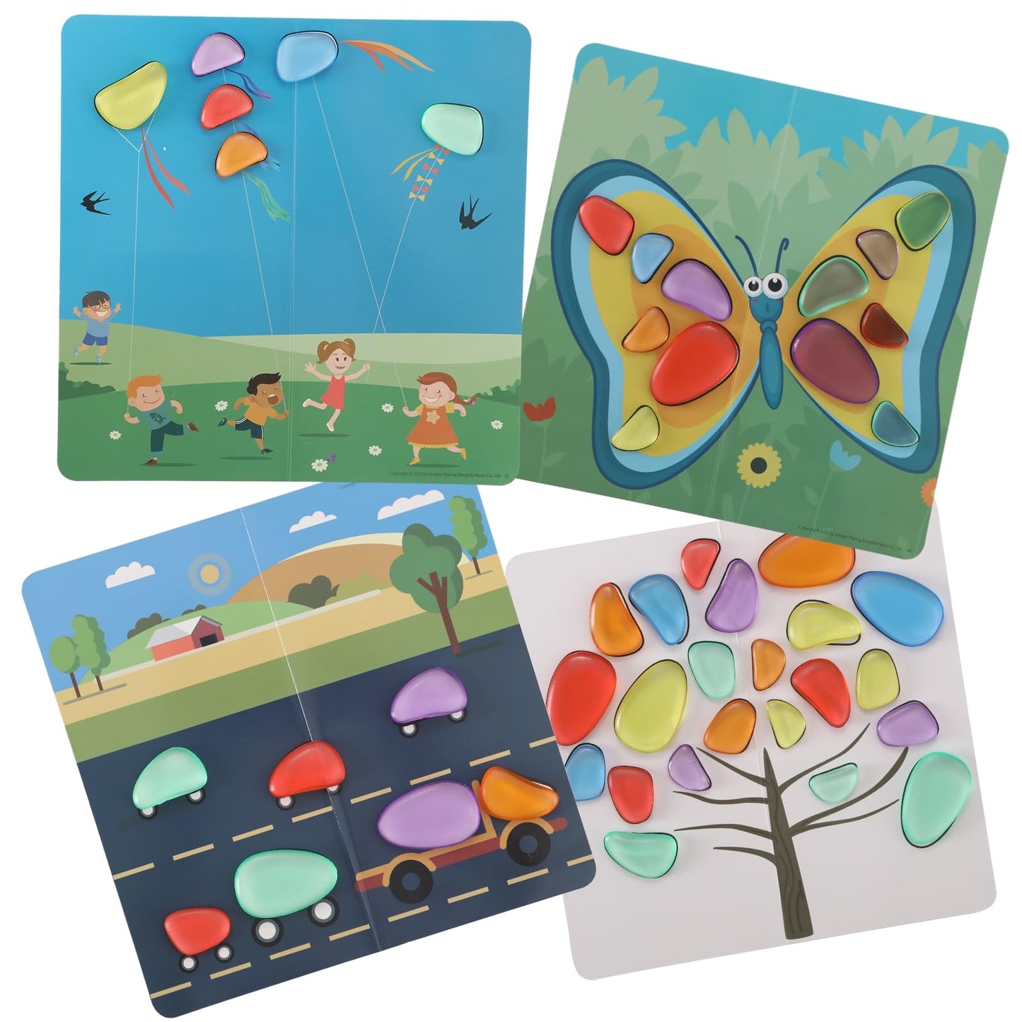 Odoorgames 36 Pcs Translucent Pebbles, Rainbow Stones,Light Table Manipulatives Preschool,Light Table Accessories, Includes 24 A