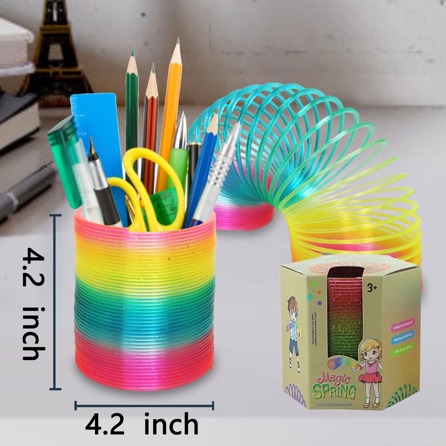 Vinciph 4.2 Inch Giant Sequin Color Rainbow Coil Spring Toy,Classic Magic Spring Decompression Toys,Stair Toys For Children