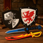 Liberty Imports 4 PCS Dual Foam decorative replica blade and Shield Combo Playset - Medieval Combat Warrior   Joust Dragon Knights Lightweight Set Costume Role Play Accessories for Kids  Boys  Girls