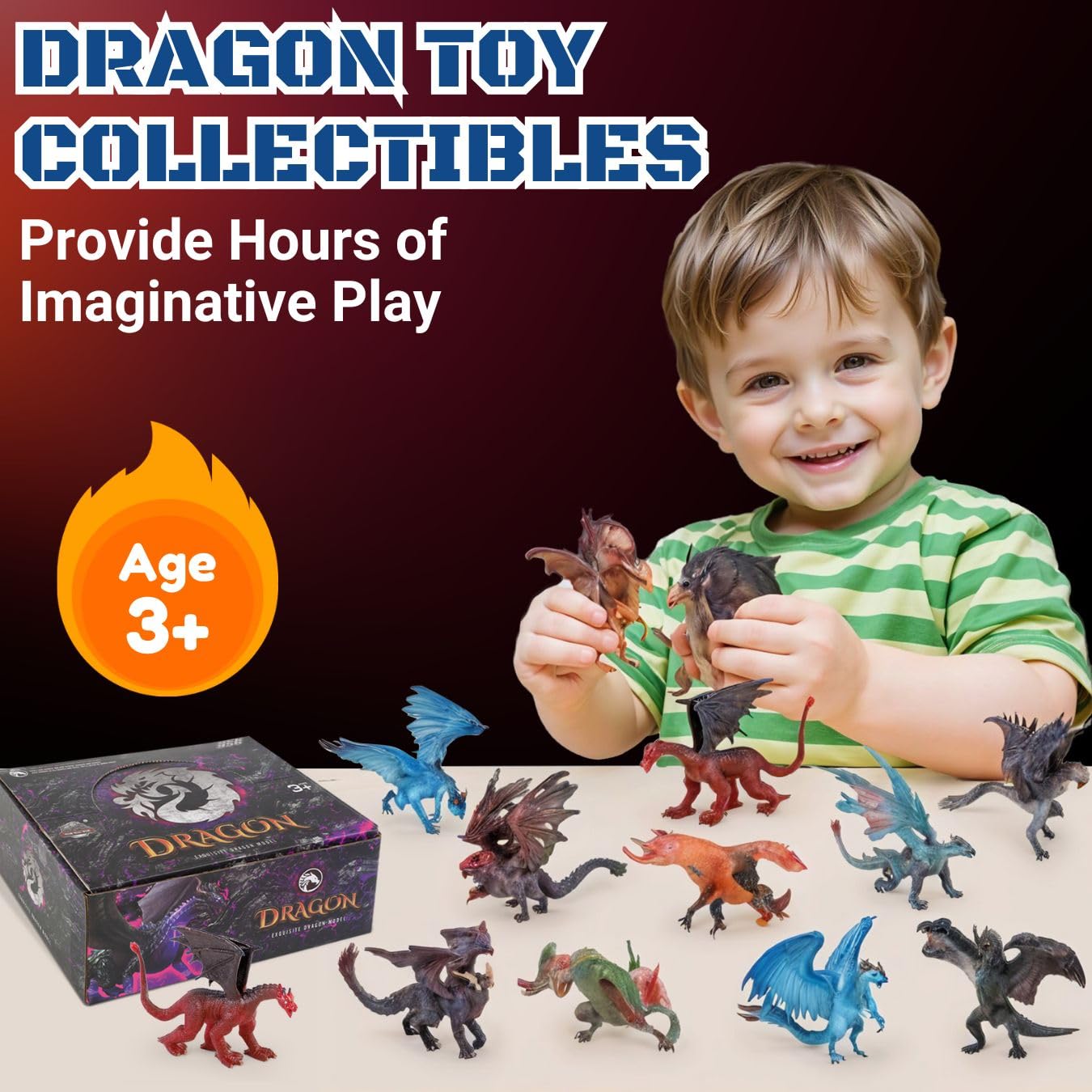 Liberty Imports 12 Pcs Dragon Toy Figures, 5" Hand Painted, Assorted Designs, Multicolor, Ideal for Kids Party Favors & Cake Toppers