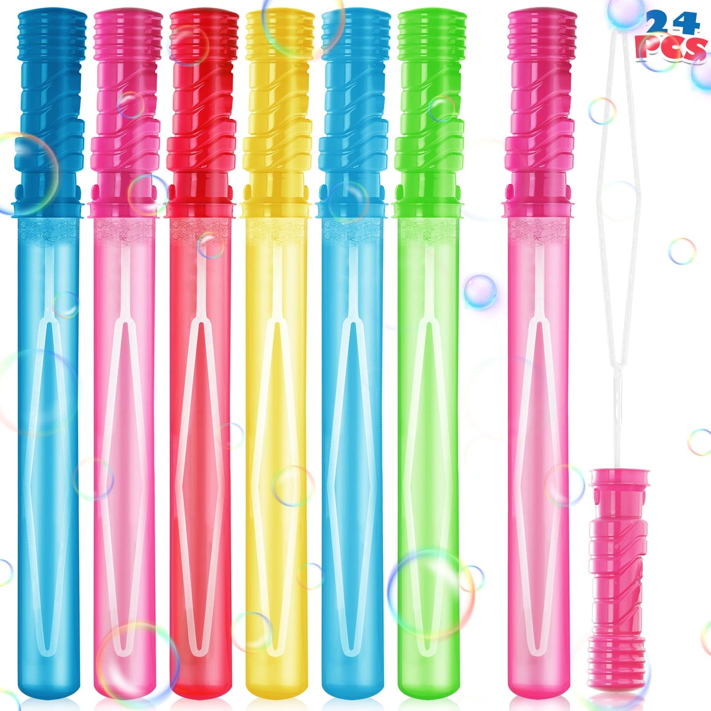Shylizard 24Pcs Bubble Wands For Party Favor, 15Inches Bulk Bubble Wand For Kids, Bubble Maker For Birthday,Wedding, Party Favor
