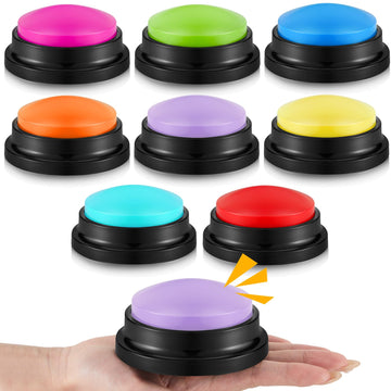 Honoson 8 Pieces Recordable Answer Buzzers Button Game Show Buzzers Recording Buttons Gifts for Back to School Classroom Team Trivia Games (Novelty Color)